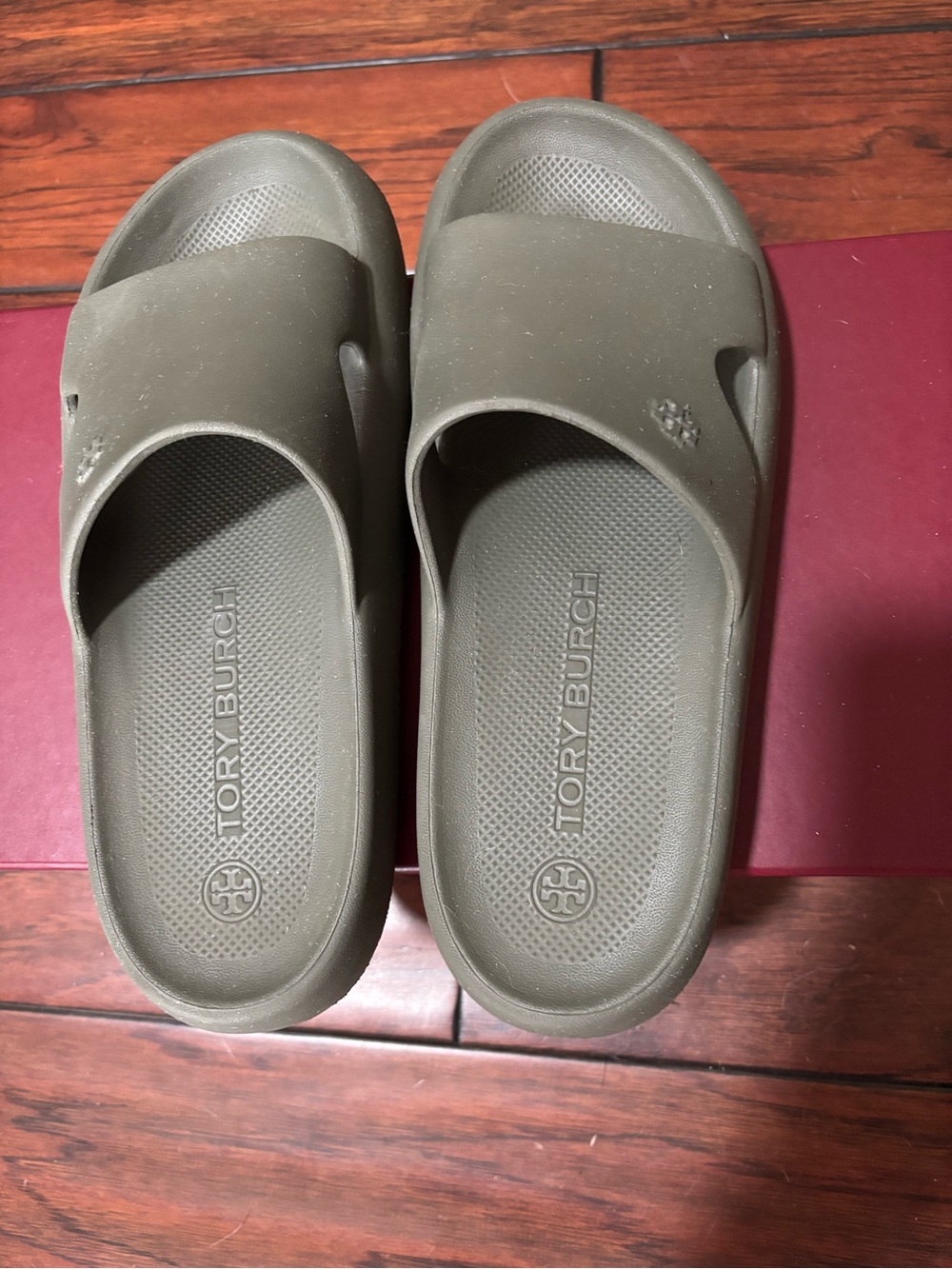 Tory Burch Olive Green Slide Sandals